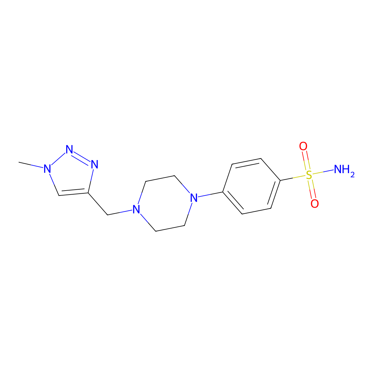 4-{4-[(1-methyl-1H-1,2,3-triazol-4-yl)methyl]piperazin-1-yl}benzene-1-sulfonamide molecular structure, CAS 3054547-53-1