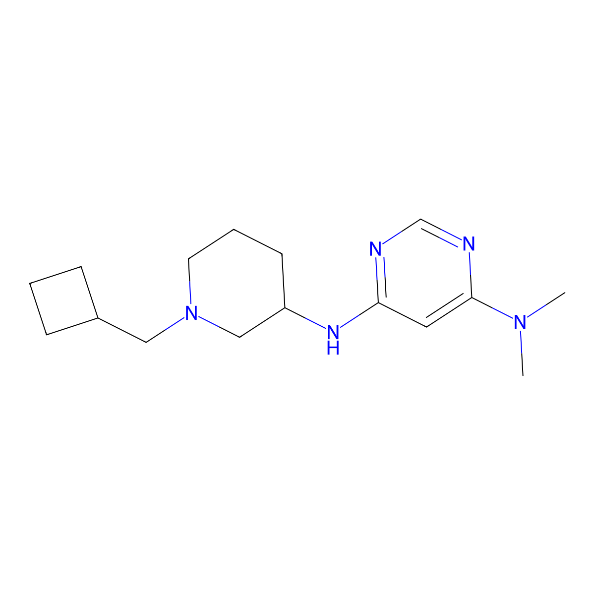 N6-[1-(cyclobutylmethyl)piperidin-3-yl]-N4,N4-dimethylpyrimidine-4,6-diamine molecular structure, CAS 3054547-56-4