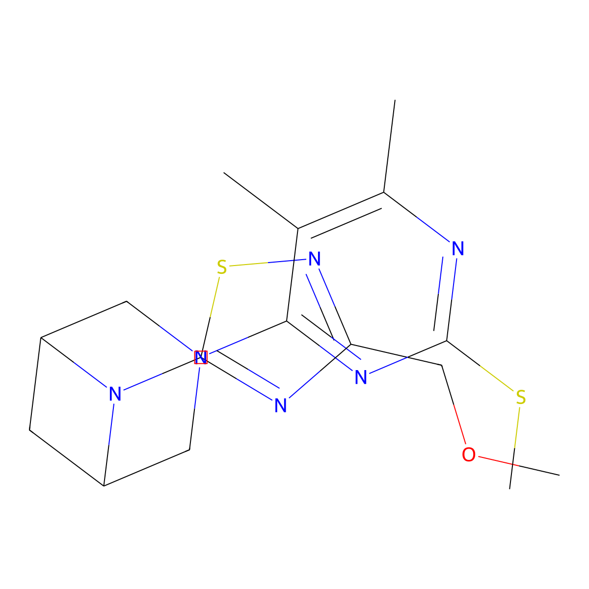 3-[5,6-Dimethyl-2-(methylsulfanyl)pyrimidin-4-yl]-6-[3-(methoxymethyl)-1,2,4-thiadiazol-5-yl]-3,6-diazabicyclo[3.1.1]heptane molecular structure, CAS 3054547-58-6