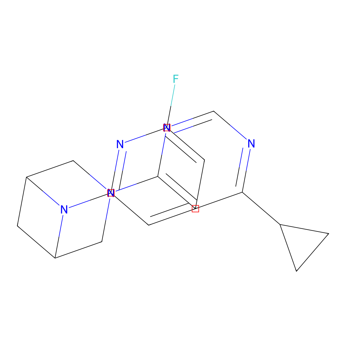 3-(6-Cyclopropylpyrimidin-4-yl)-6-(6-fluoropyridin-2-yl)-3,6-diazabicyclo[3.1.1]heptane molecular structure, CAS 3054547-59-7