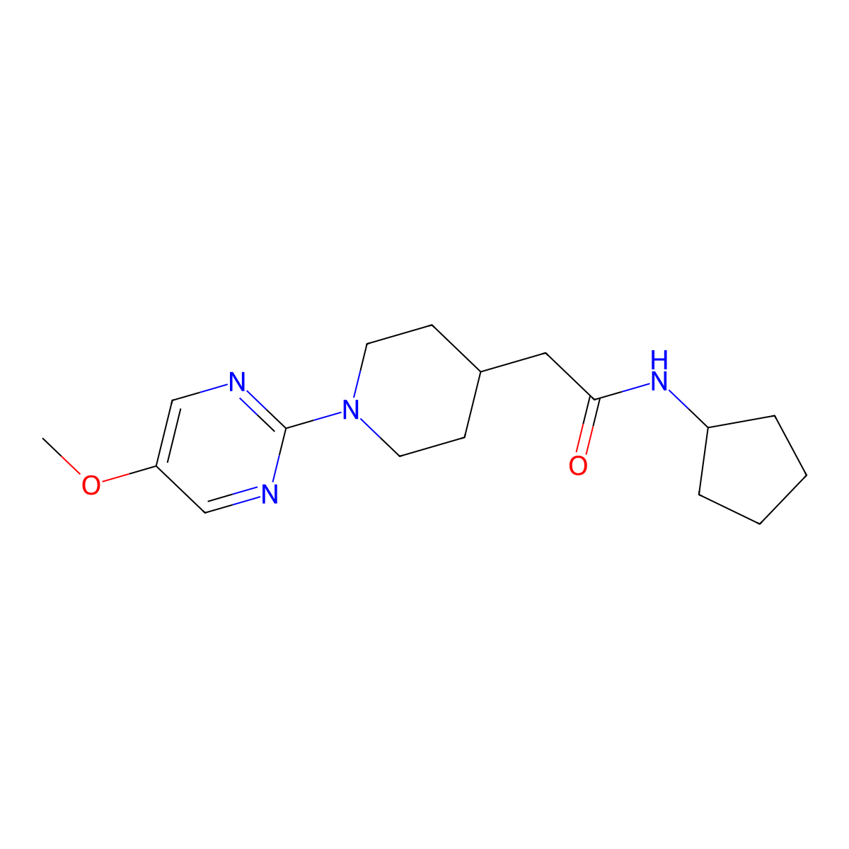 N-cyclopentyl-2-[1-(5-methoxypyrimidin-2-yl)piperidin-4-yl]acetamide molecular structure, CAS 3054547-61-1