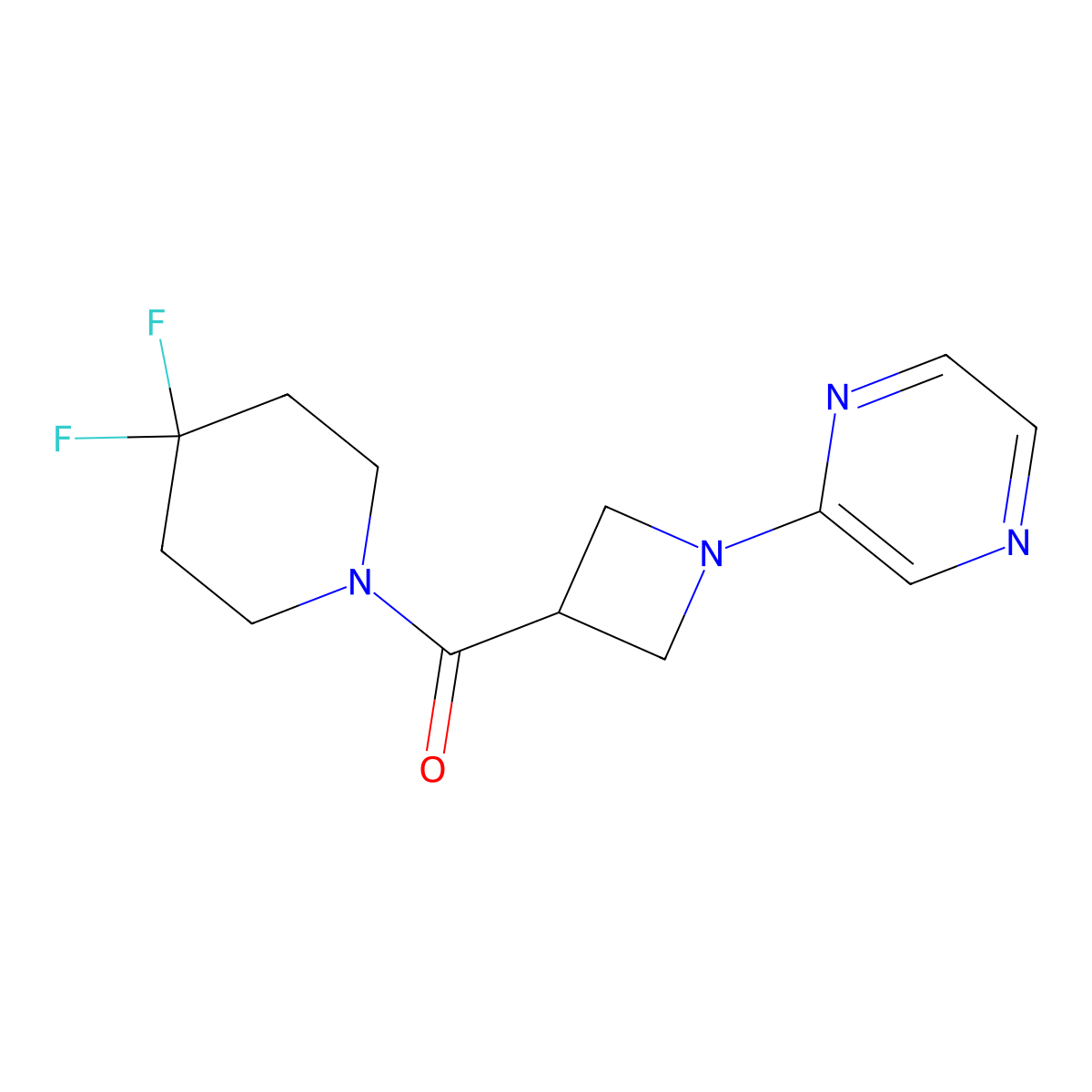 2-[3-(4,4-Difluoropiperidine-1-carbonyl)azetidin-1-yl]pyrazine molecular structure, CAS 3054547-63-3
