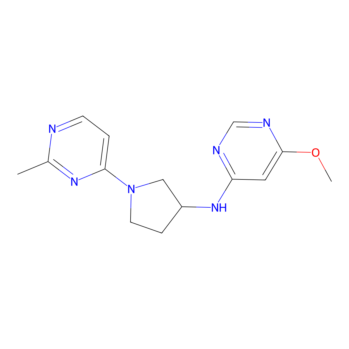 6-methoxy-N-[1-(2-methylpyrimidin-4-yl)pyrrolidin-3-yl]pyrimidin-4-amine molecular structure, CAS 3054547-65-5