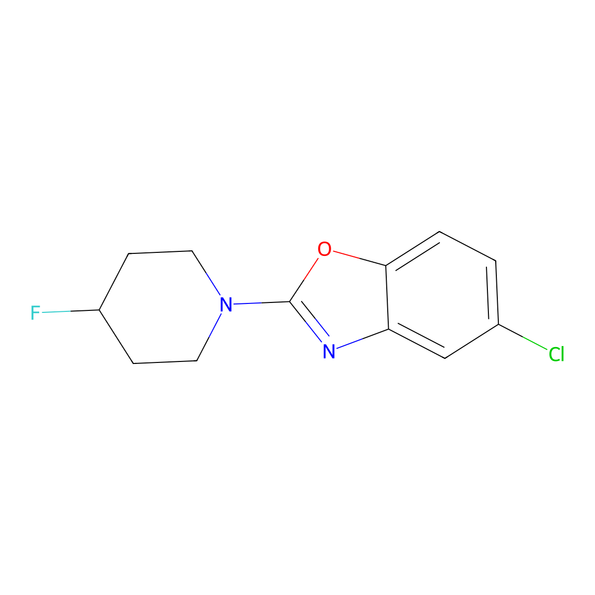 5-Chloro-2-(4-fluoropiperidin-1-yl)-1,3-benzoxazole molecular structure, CAS 3054547-66-6