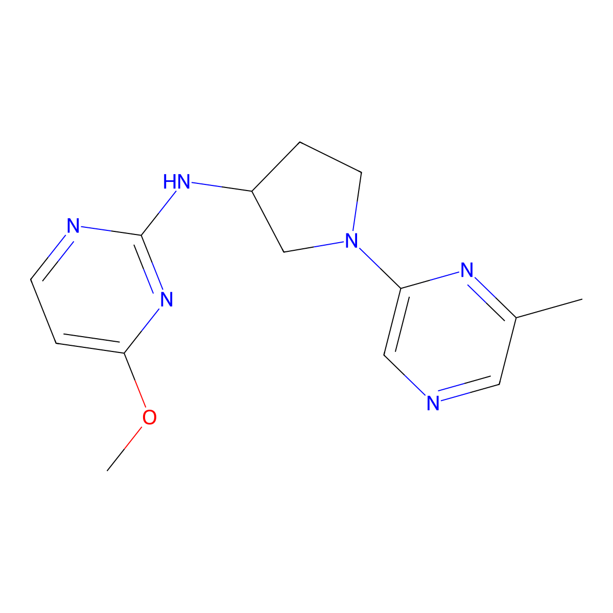 4-methoxy-N-[1-(6-methylpyrazin-2-yl)pyrrolidin-3-yl]pyrimidin-2-amine molecular structure, CAS 3054547-71-3