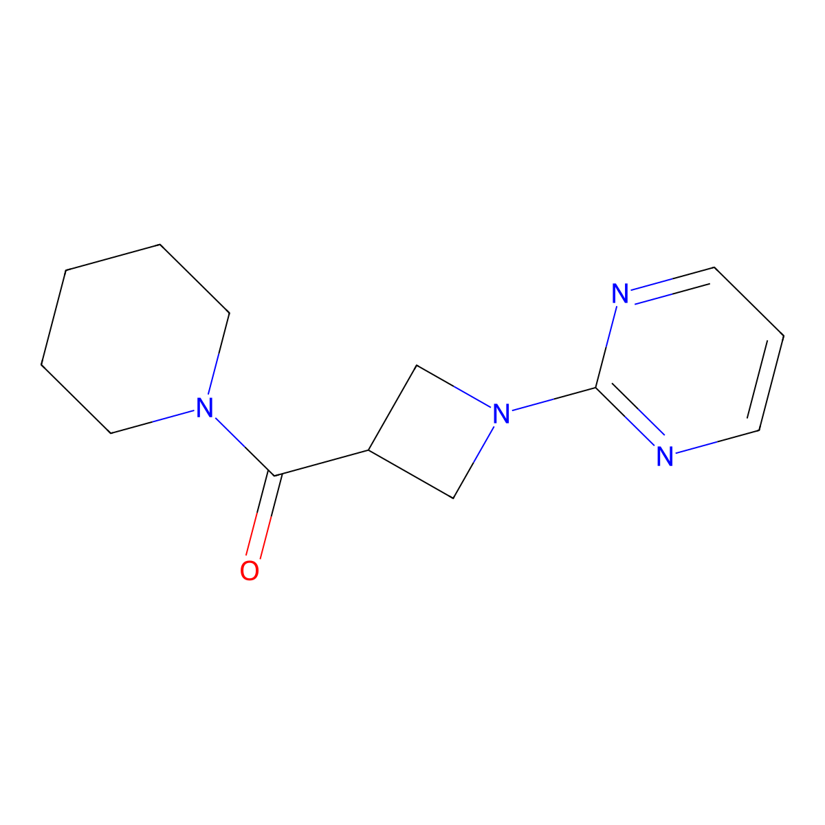 2-[3-(Piperidine-1-carbonyl)azetidin-1-yl]pyrimidine molecular structure, CAS 3054547-72-4