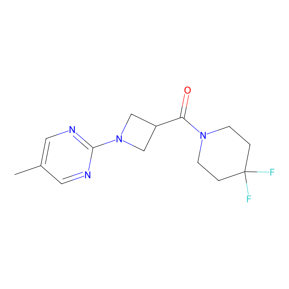 2-[3-(4,4-Difluoropiperidine-1-carbonyl)azetidin-1-yl]-5-methylpyrimidine molecular structure, CAS 3054547-77-9