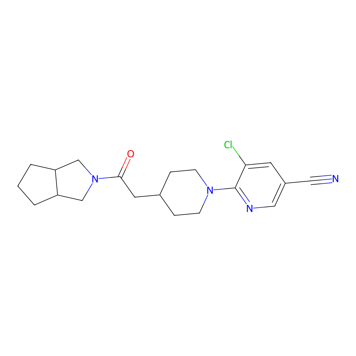 5-Chloro-6-[4-(2-{octahydrocyclopenta[c]pyrrol-2-yl}-2-oxoethyl)piperidin-1-yl]pyridine-3-carbonitrile molecular structure, CAS 3054547-78-0