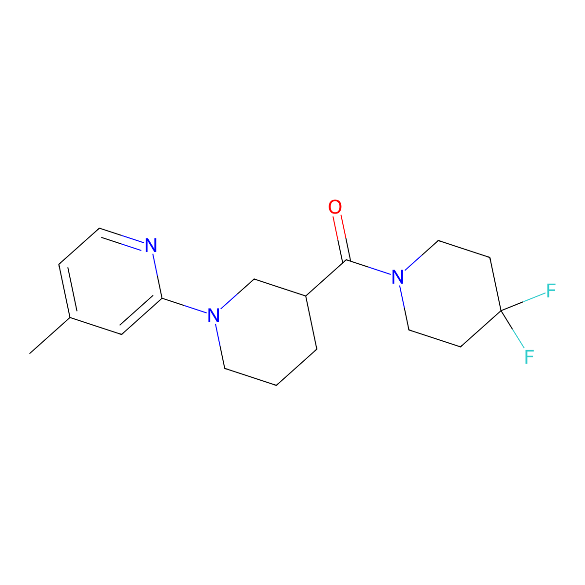 2-[3-(4,4-Difluoropiperidine-1-carbonyl)piperidin-1-yl]-4-methylpyridine molecular structure, CAS 3054547-89-3