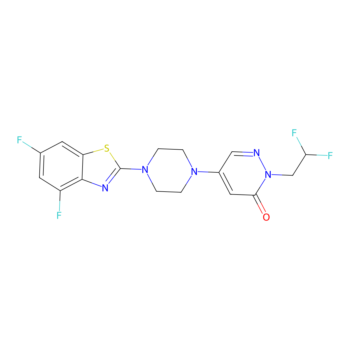 5-[4-(4,6-Difluoro-1,3-benzothiazol-2-yl)piperazin-1-yl]-2-(2,2-difluoroethyl)-2,3-dihydropyridazin-3-one molecular structure, CAS 3054547-90-6