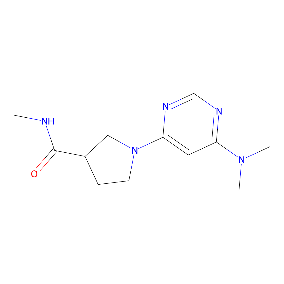 1-[6-(dimethylamino)pyrimidin-4-yl]-N-methylpyrrolidine-3-carboxamide molecular structure, CAS 3054547-93-9