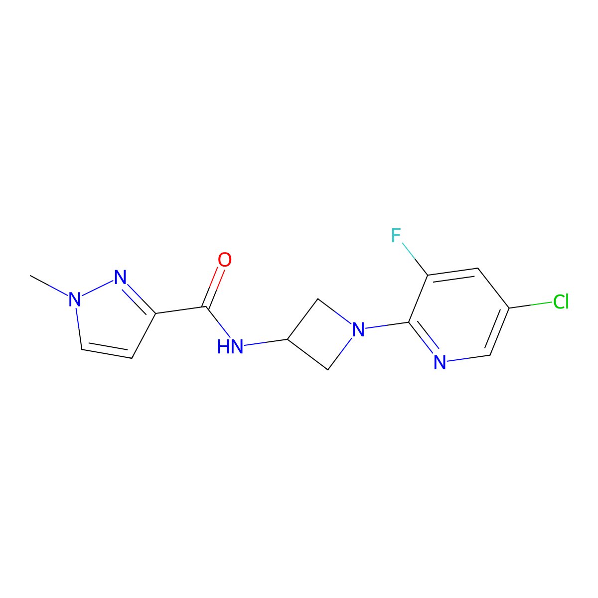 N-[1-(5-chloro-3-fluoropyridin-2-yl)azetidin-3-yl]-1-methyl-1H-pyrazole-3-carboxamide molecular structure, CAS 3054547-96-2