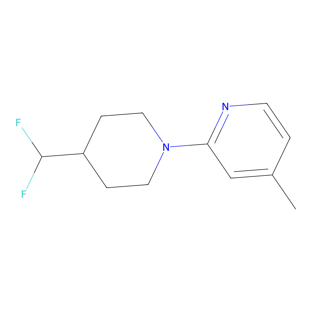 2-[4-(Difluoromethyl)piperidin-1-yl]-4-methylpyridine molecular structure, CAS 3054548-02-3