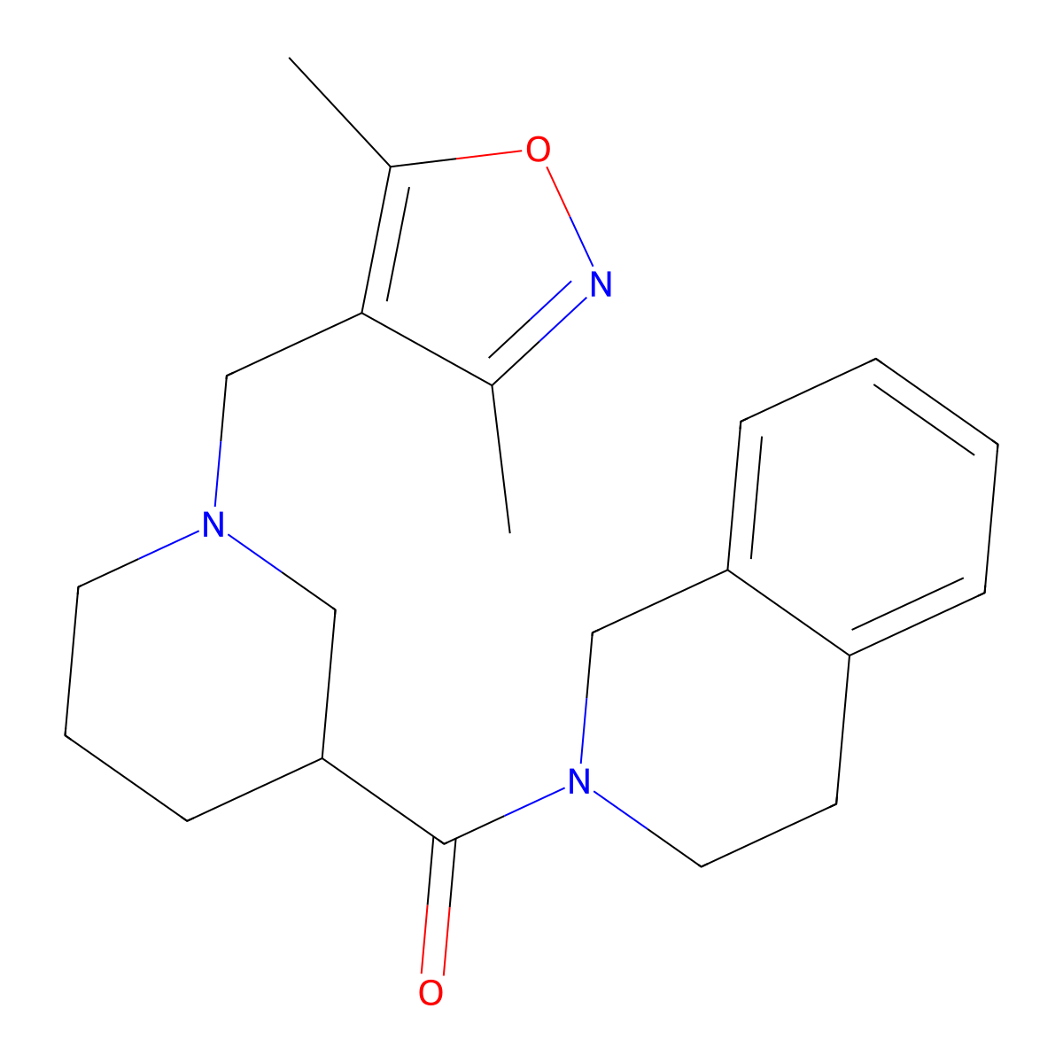 2-{1-[(3,5-Dimethyl-1,2-oxazol-4-yl)methyl]piperidine-3-carbonyl}-1,2,3,4-tetrahydroisoquinoline molecular structure, CAS 3054548-04-5