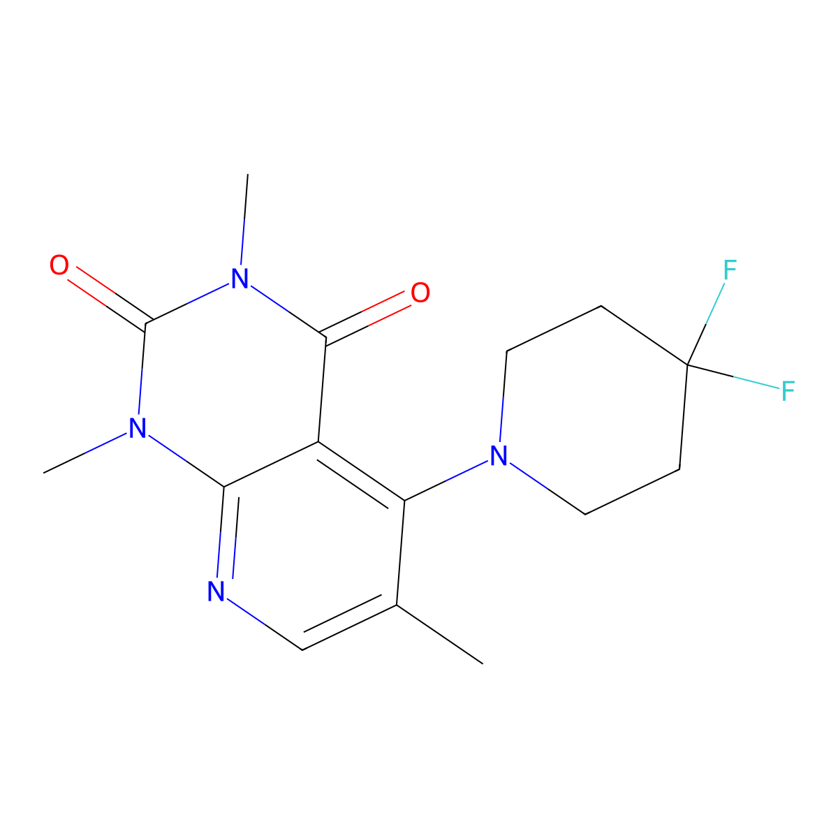 5-(4,4-difluoropiperidin-1-yl)-1,3,6-trimethyl-1H,2H,3H,4H-pyrido[2,3-d]pyrimidine-2,4-dione molecular structure, CAS 3054548-07-8