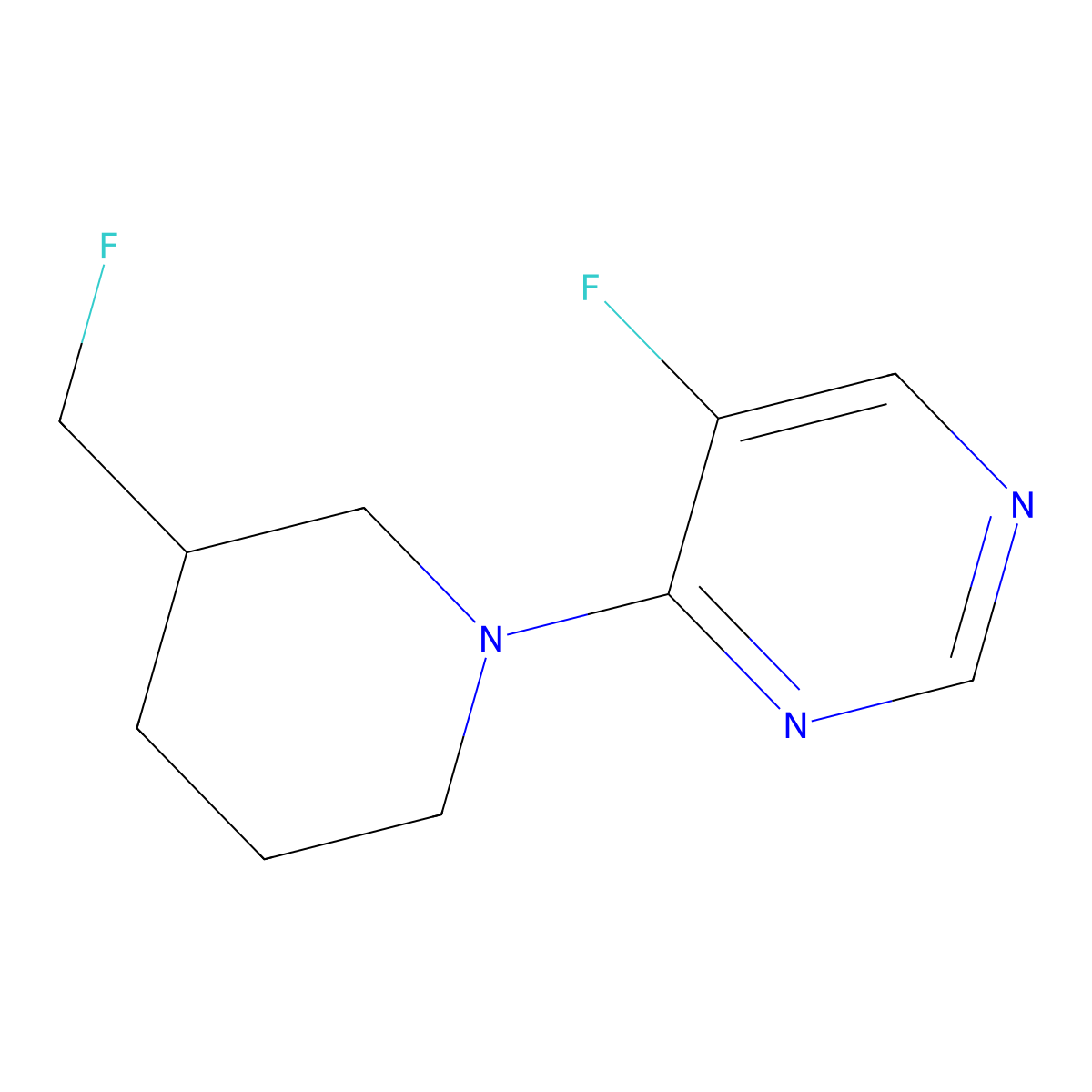 5-Fluoro-4-[3-(fluoromethyl)piperidin-1-yl]pyrimidine molecular structure, CAS 3054548-10-3