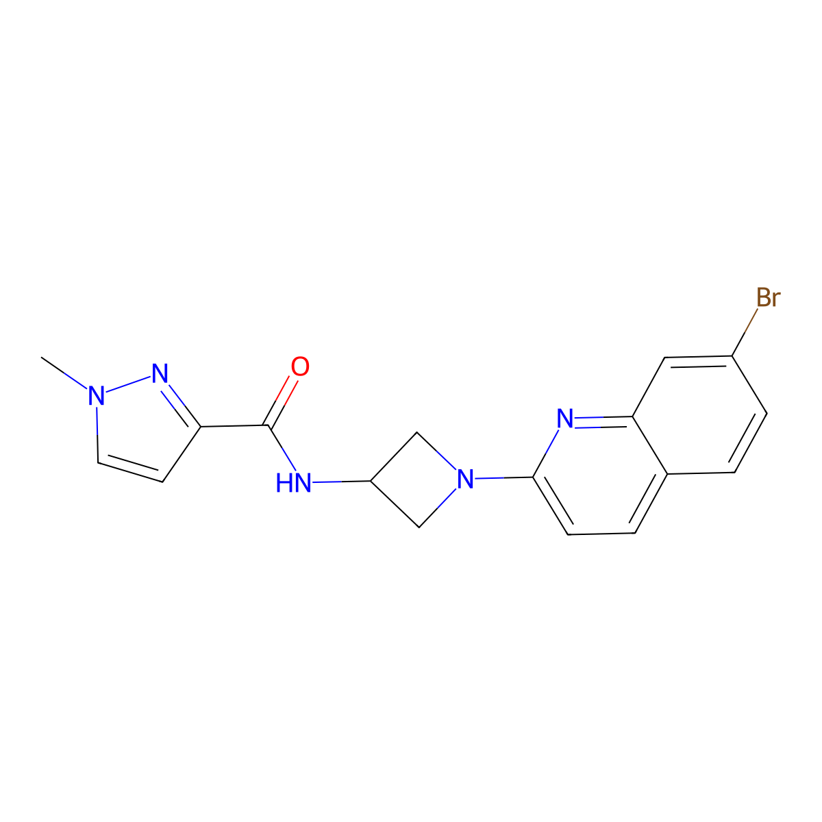 N-[1-(7-bromoquinolin-2-yl)azetidin-3-yl]-1-methyl-1H-pyrazole-3-carboxamide molecular structure, CAS 3054548-12-5