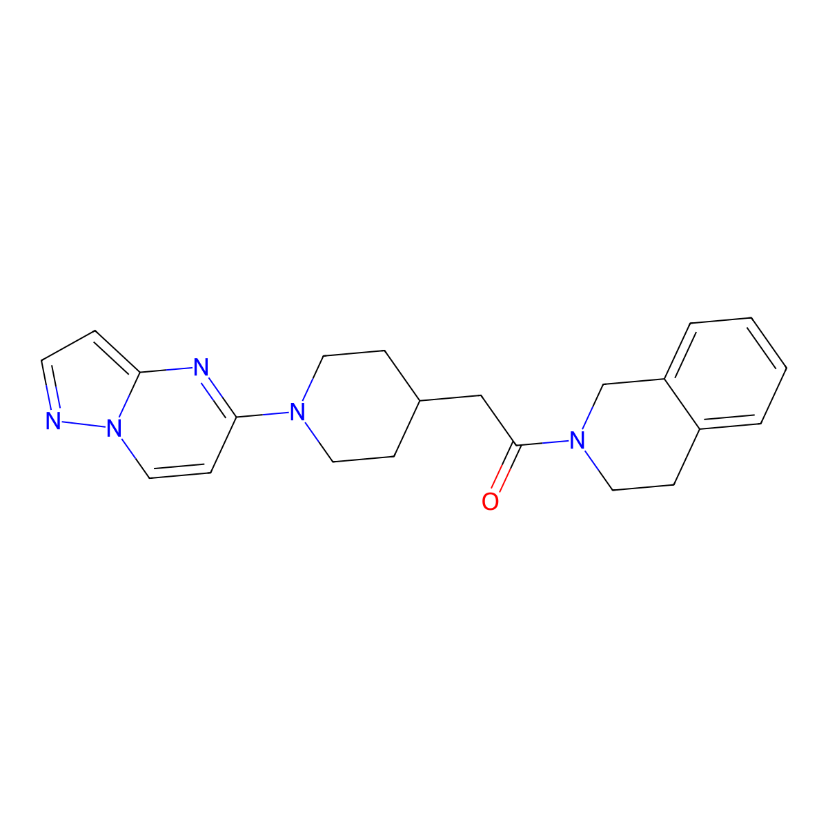 2-(1-{Pyrazolo[1,5-a]pyrimidin-5-yl}piperidin-4-yl)-1-(1,2,3,4-tetrahydroisoquinolin-2-yl)ethan-1-one molecular structure, CAS 3054548-16-9