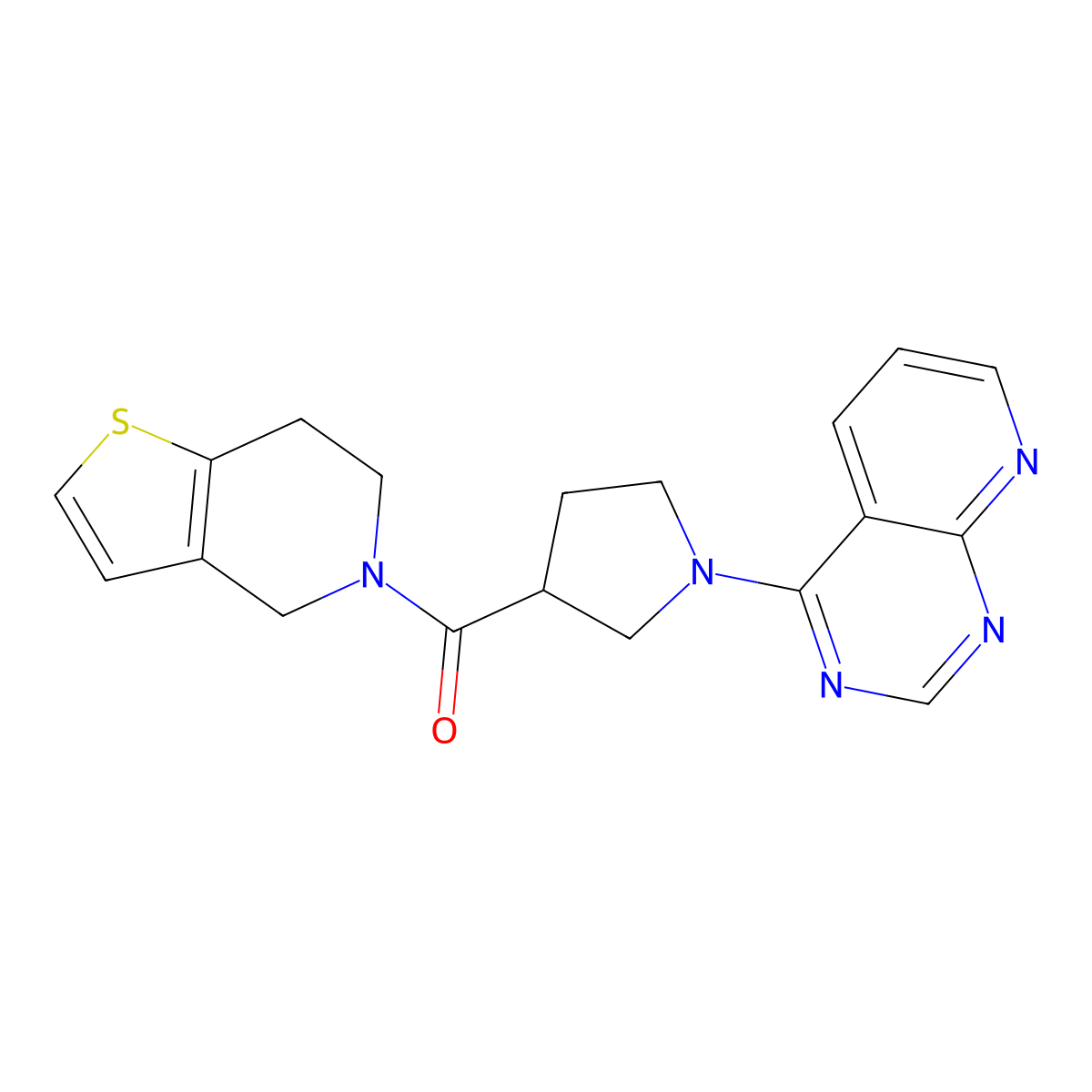 1-{pyrido[2,3-d]pyrimidin-4-yl}-3-{4H,5H,6H,7H-thieno[3,2-c]pyridine-5-carbonyl}pyrrolidine molecular structure, CAS 3054548-19-2