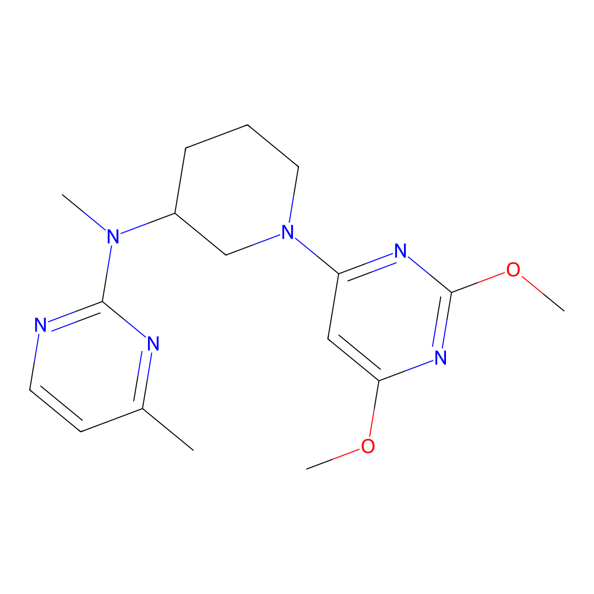 N-[1-(2,6-dimethoxypyrimidin-4-yl)piperidin-3-yl]-N,4-dimethylpyrimidin-2-amine molecular structure, CAS 3054548-23-8
