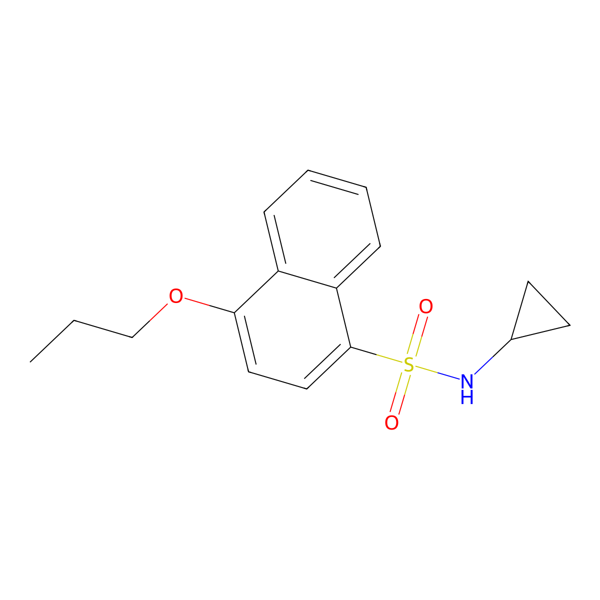 N-cyclopropyl-4-propoxynaphthalene-1-sulfonamide molecular structure, CAS 3054548-29-4
