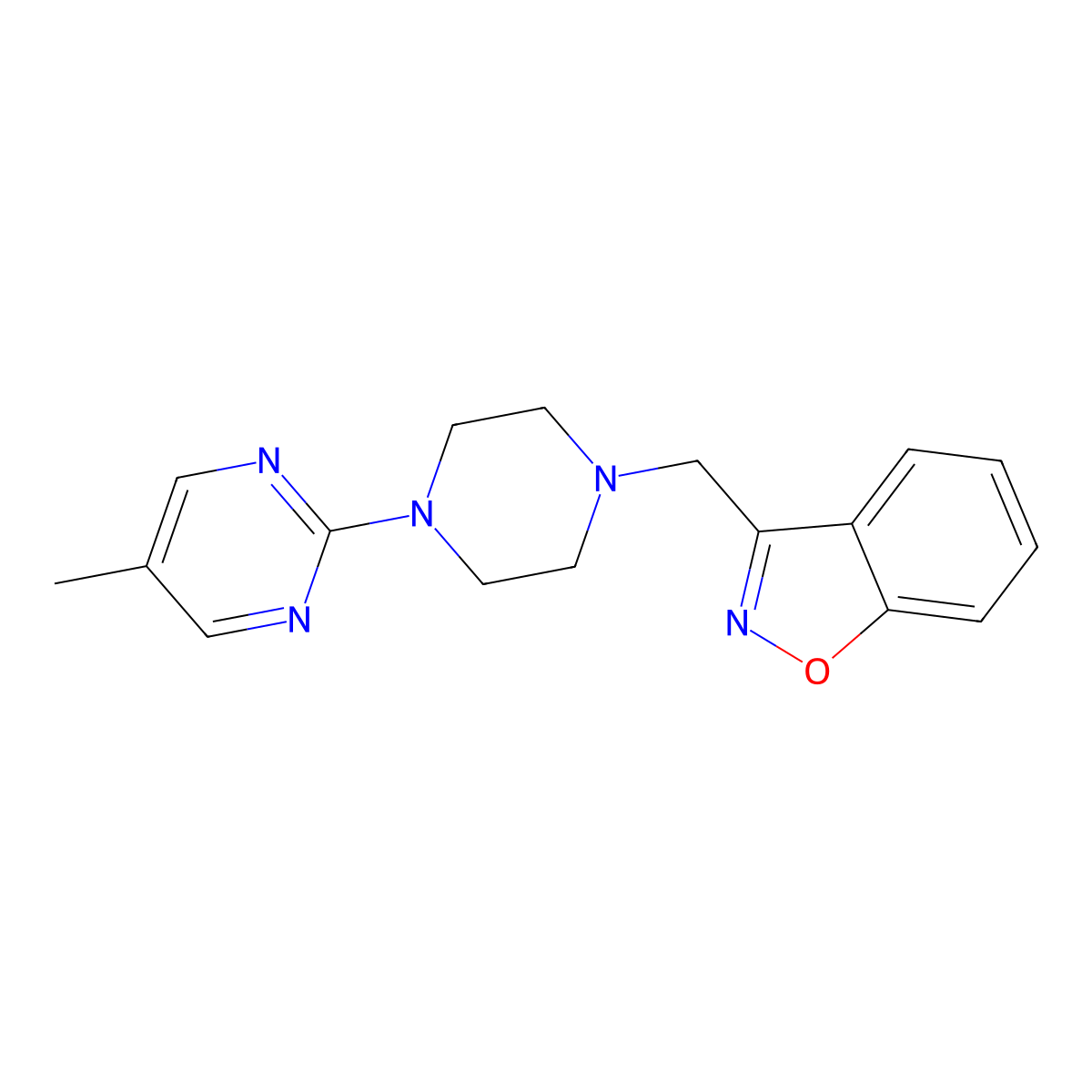 3-{[4-(5-Methylpyrimidin-2-yl)piperazin-1-yl]methyl}-1,2-benzoxazole molecular structure, CAS 3054548-30-7