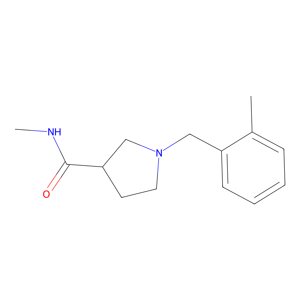 N-methyl-1-[(2-methylphenyl)methyl]pyrrolidine-3-carboxamide molecular structure, CAS 3054548-33-0