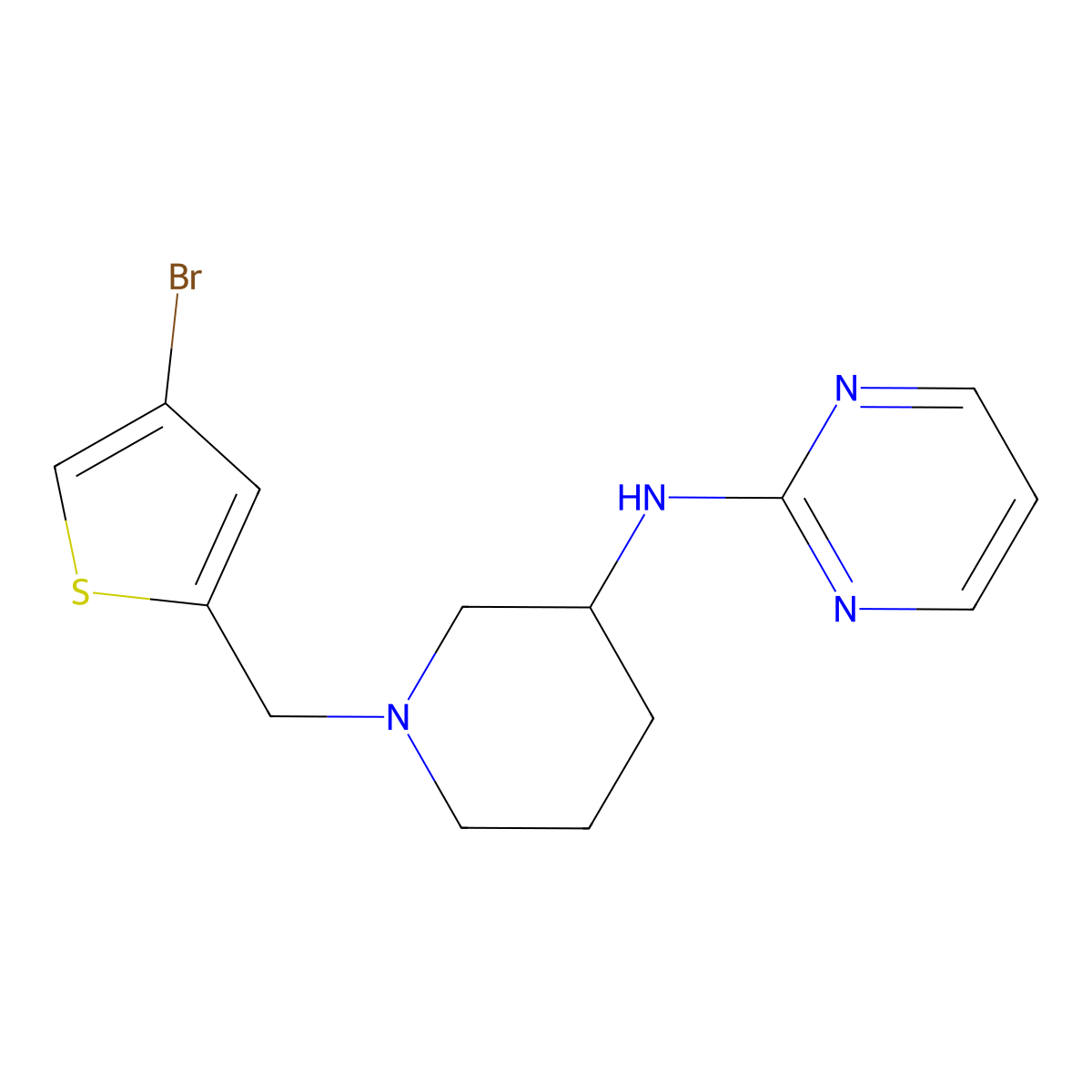 N-{1-[(4-bromothiophen-2-yl)methyl]piperidin-3-yl}pyrimidin-2-amine molecular structure, CAS 3054548-48-7