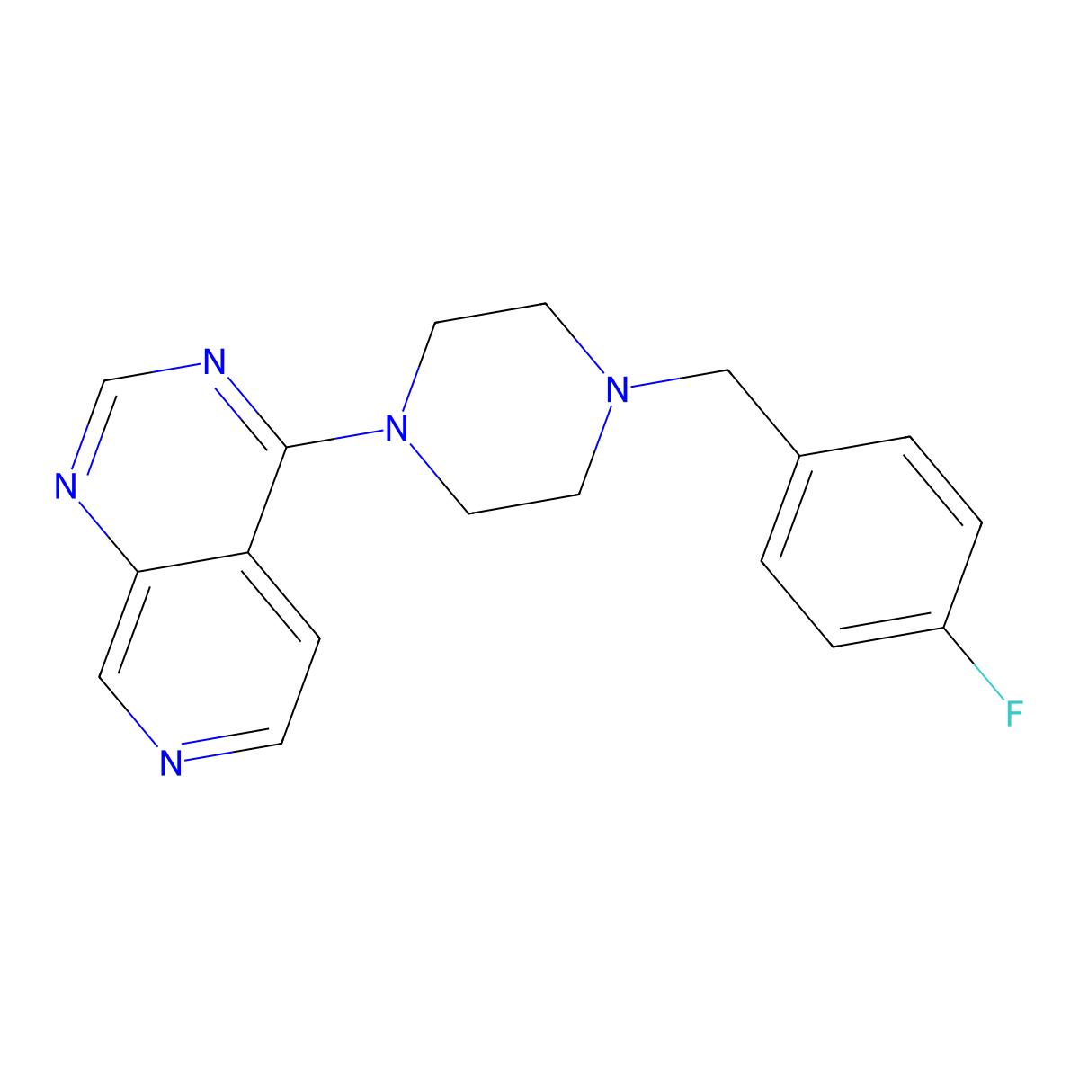 1-[(4-Fluorophenyl)methyl]-4-{pyrido[3,4-d]pyrimidin-4-yl}piperazine molecular structure, CAS 3054548-52-3