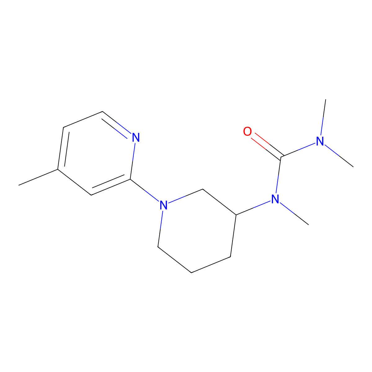 1,3,3-Trimethyl-1-[1-(4-methylpyridin-2-yl)piperidin-3-yl]urea molecular structure, CAS 3054548-61-4
