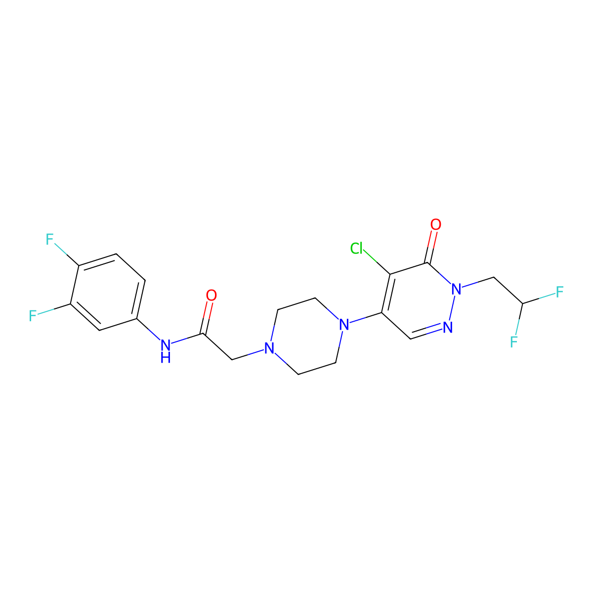 2-{4-[5-chloro-1-(2,2-difluoroethyl)-6-oxo-1,6-dihydropyridazin-4-yl]piperazin-1-yl}-N-(3,4-difluorophenyl)acetamide molecular structure, CAS 3054548-62-5