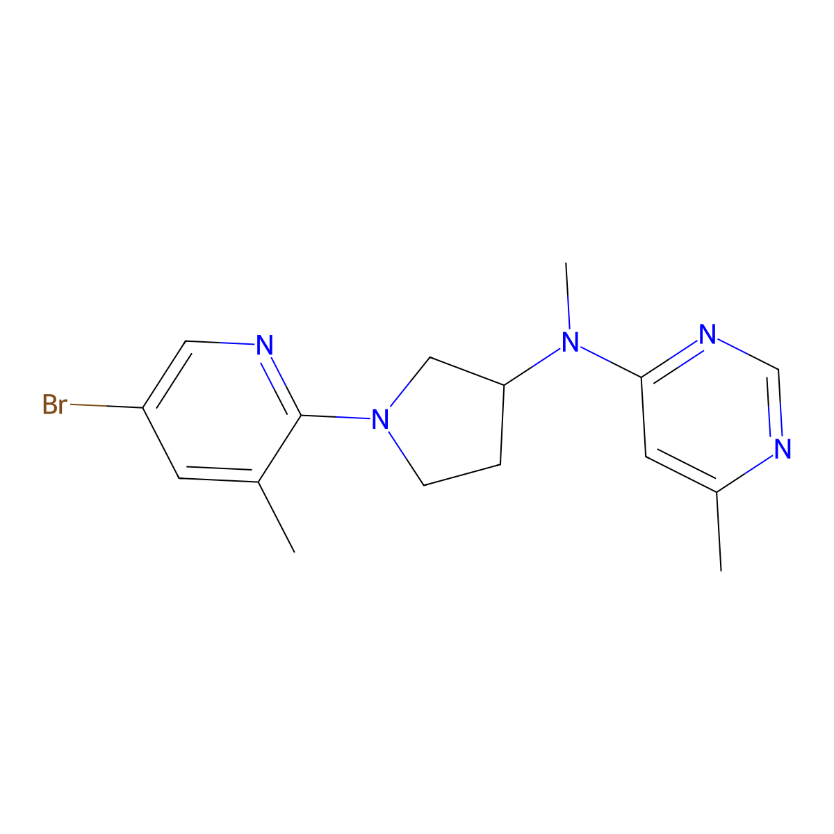 N-[1-(5-bromo-3-methylpyridin-2-yl)pyrrolidin-3-yl]-N,6-dimethylpyrimidin-4-amine molecular structure, CAS 3054548-65-8
