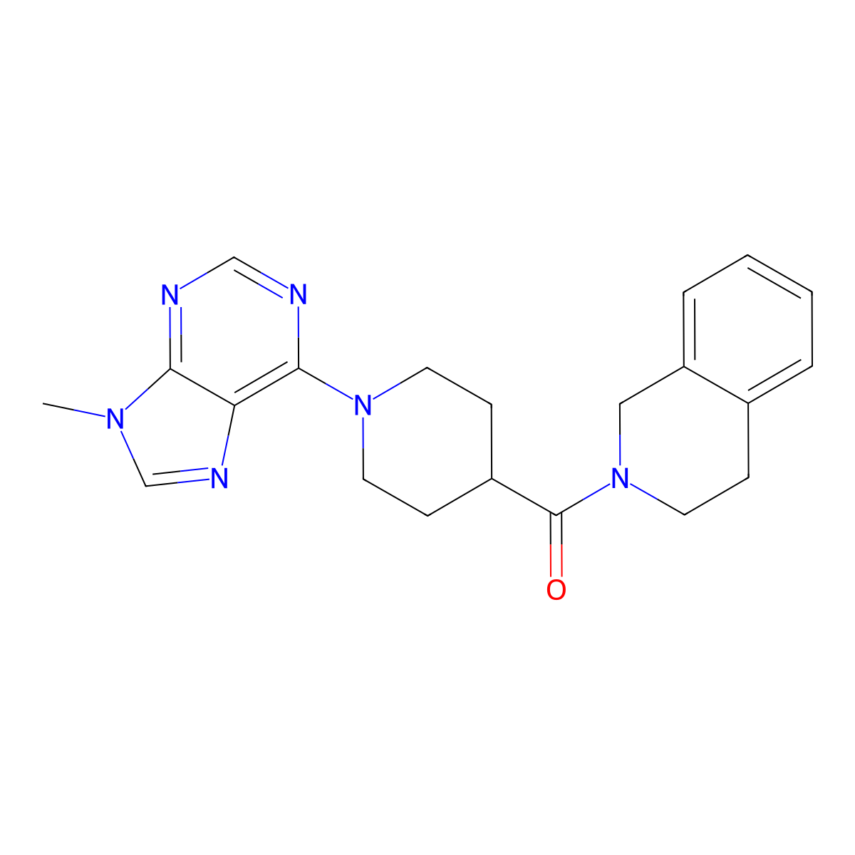 2-[1-(9-methyl-9H-purin-6-yl)piperidine-4-carbonyl]-1,2,3,4-tetrahydroisoquinoline molecular structure, CAS 3054548-69-2