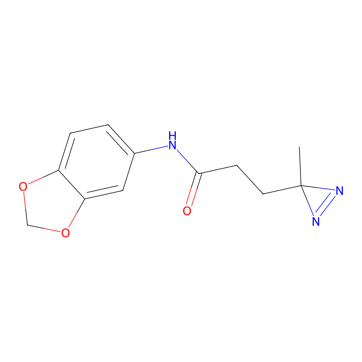 N-(2H-1,3-benzodioxol-5-yl)-3-(3-methyl-3H-diazirin-3-yl)propanamide molecular structure, CAS 3054548-72-7