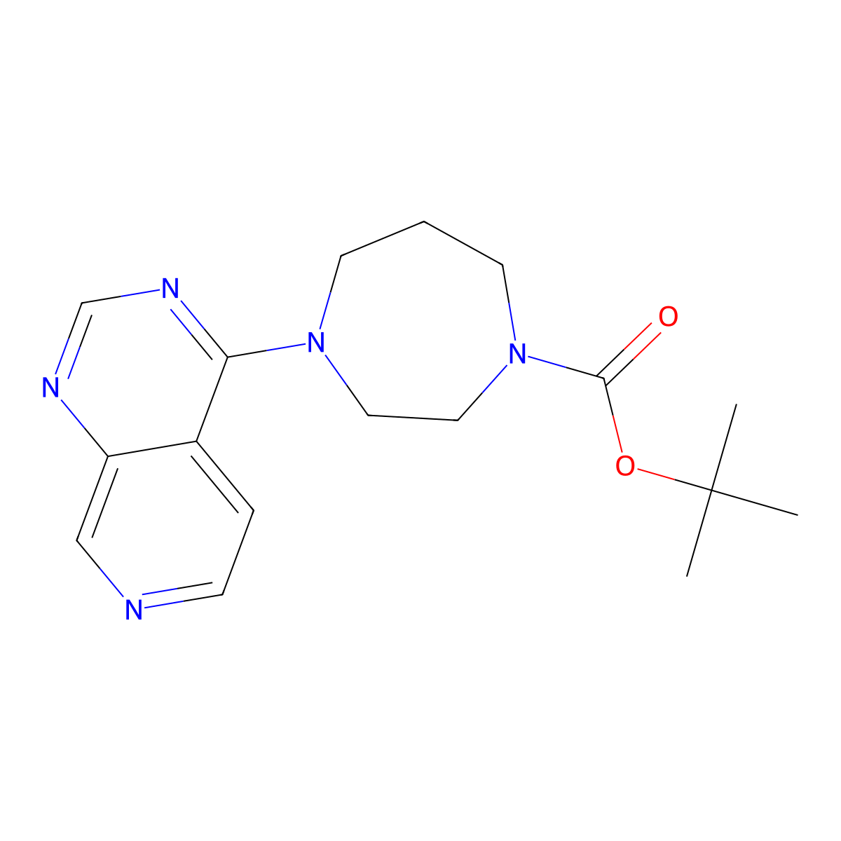 Tert-butyl 4-{pyrido[3,4-d]pyrimidin-4-yl}-1,4-diazepane-1-carboxylate molecular structure, CAS 3054548-76-1