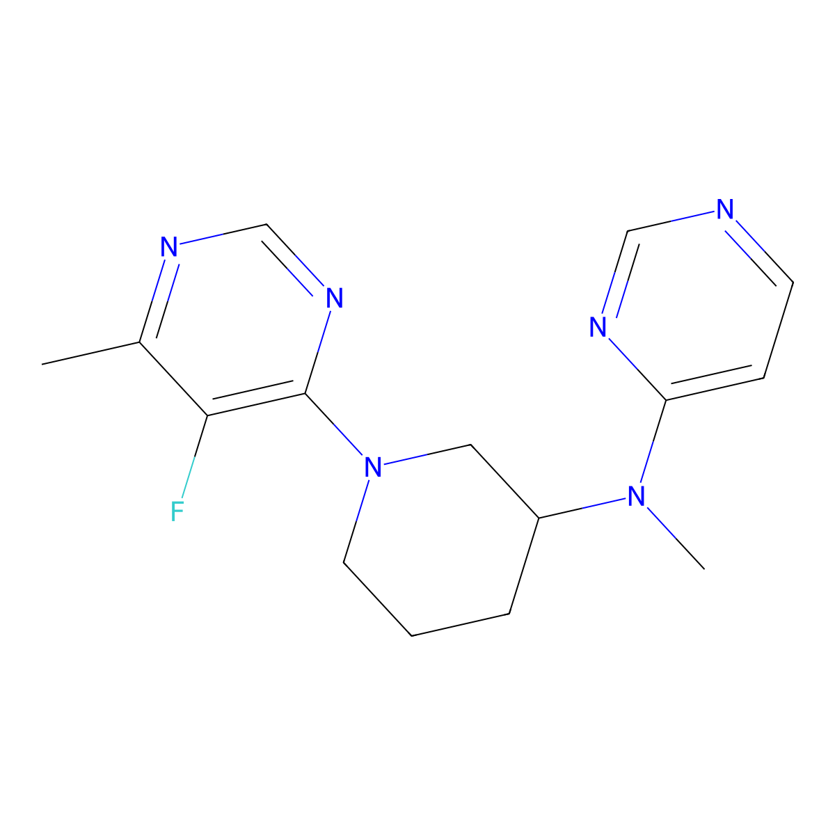 N-[1-(5-fluoro-6-methylpyrimidin-4-yl)piperidin-3-yl]-N-methylpyrimidin-4-amine molecular structure, CAS 3054548-77-2