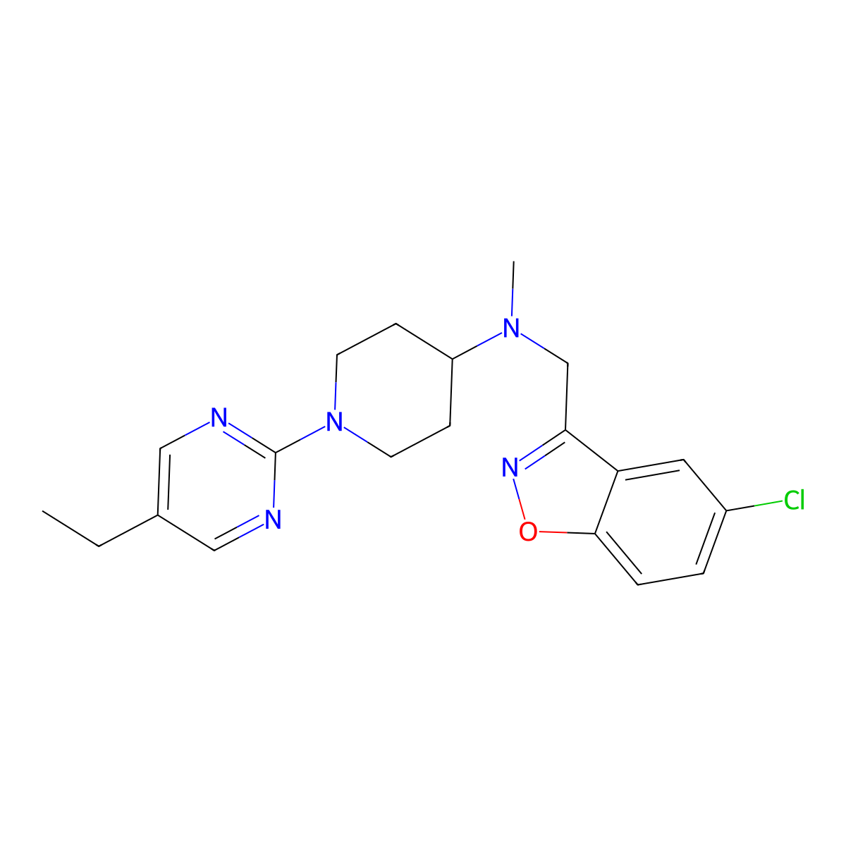 N-[(5-chloro-1,2-benzoxazol-3-yl)methyl]-1-(5-ethylpyrimidin-2-yl)-N-methylpiperidin-4-amine molecular structure, CAS 3054548-78-3