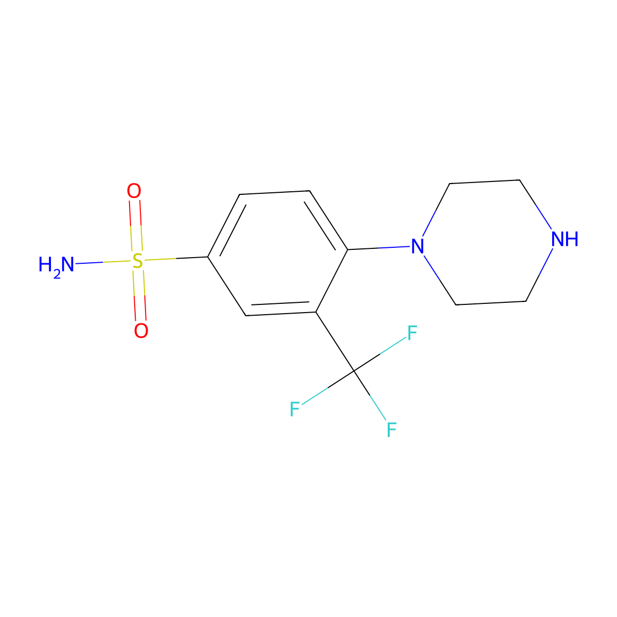 4-(Piperazin-1-yl)-3-(trifluoromethyl)benzene-1-sulfonamide molecular structure, CAS 3054548-82-9