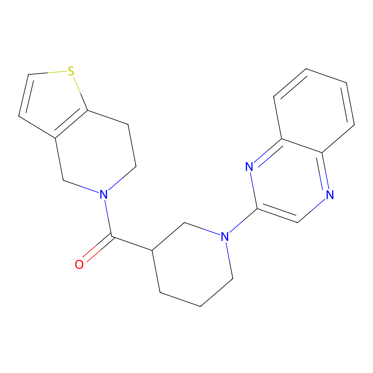 2-(3-{4H,5H,6H,7H-thieno[3,2-c]pyridine-5-carbonyl}piperidin-1-yl)quinoxaline molecular structure, CAS 3054548-83-0
