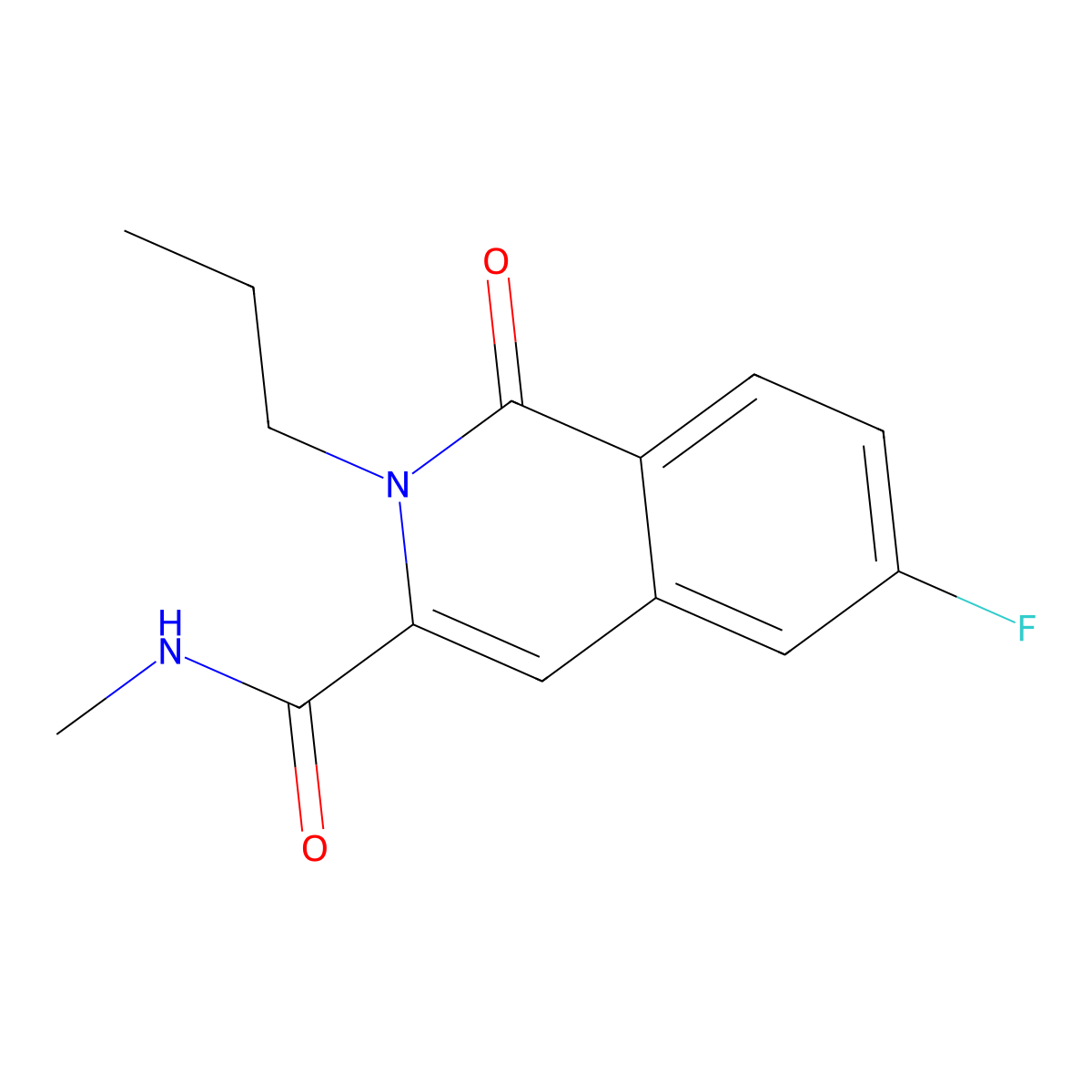 6-fluoro-N-methyl-1-oxo-2-propyl-1,2-dihydroisoquinoline-3-carboxamide molecular structure, CAS 3054548-88-5