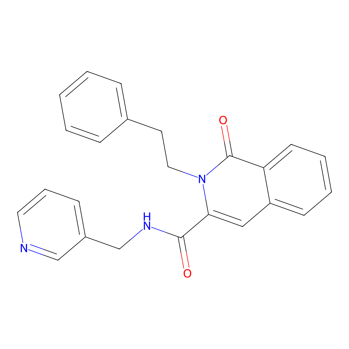 1-oxo-2-(2-phenylethyl)-N-(pyridin-3-ylmethyl)isoquinoline-3-carboxamide molecular structure, CAS 3054548-92-1