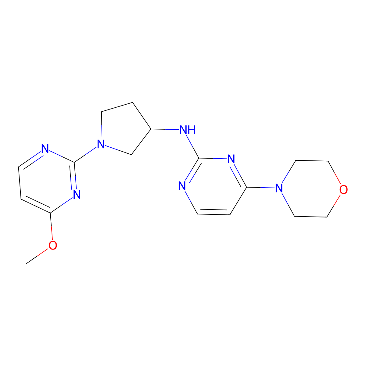 N-[1-(4-methoxypyrimidin-2-yl)pyrrolidin-3-yl]-4-(morpholin-4-yl)pyrimidin-2-amine molecular structure, CAS 3054548-96-5
