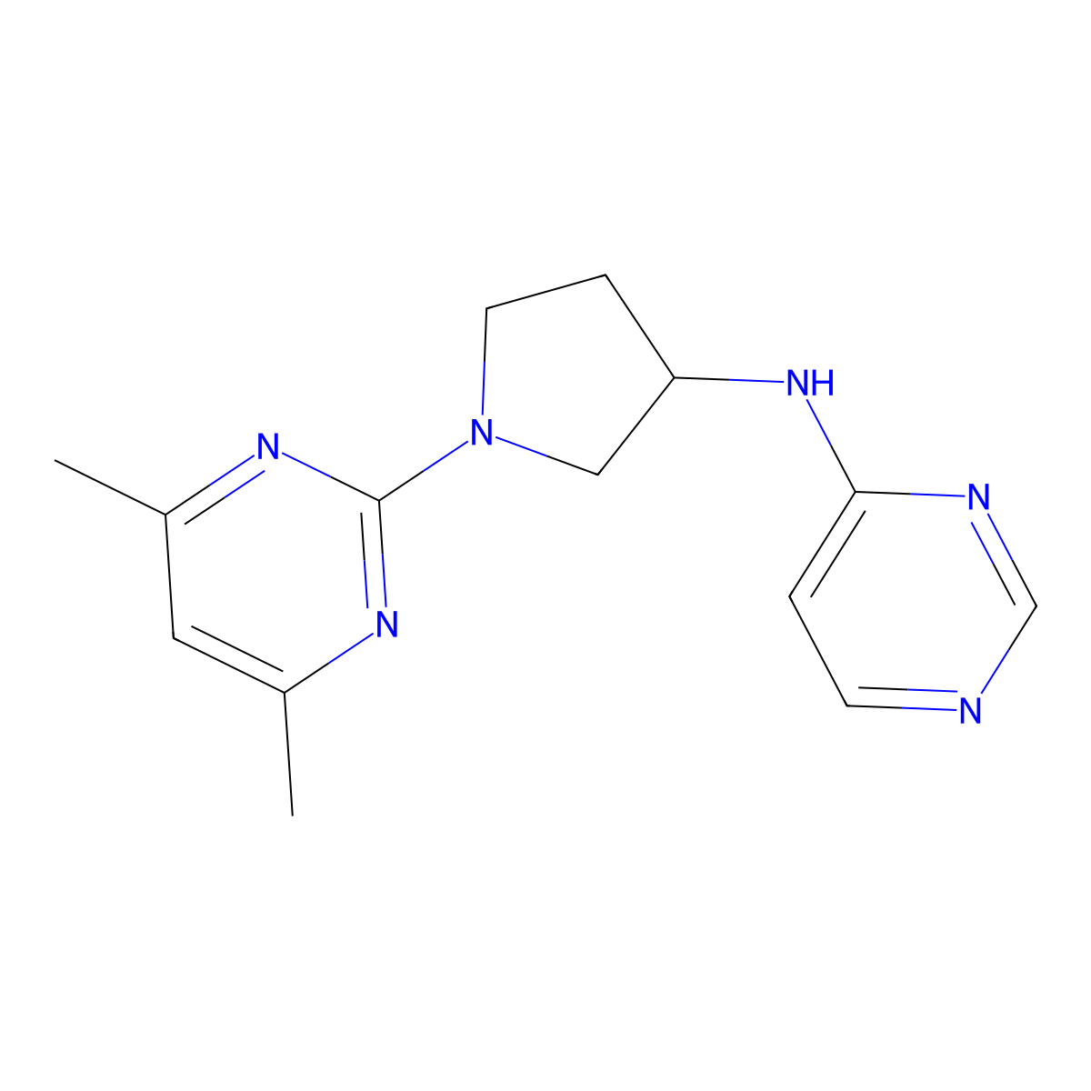 N-[1-(4,6-dimethylpyrimidin-2-yl)pyrrolidin-3-yl]pyrimidin-4-amine molecular structure, CAS 3054548-99-8