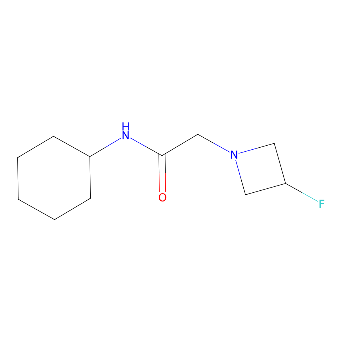 N-cyclohexyl-2-(3-fluoroazetidin-1-yl)acetamide molecular structure, CAS 3054549-01-5