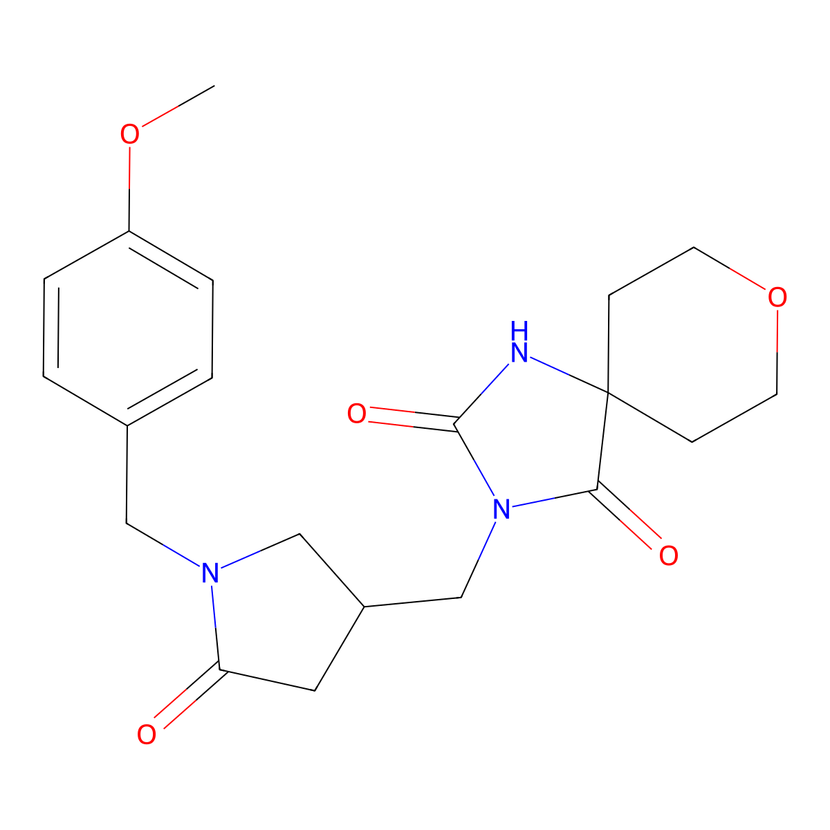 3-({1-[(4-Methoxyphenyl)methyl]-5-oxopyrrolidin-3-yl}methyl)-8-oxa-1,3-diazaspiro[4.5]decane-2,4-dione molecular structure, CAS 3054549-11-7