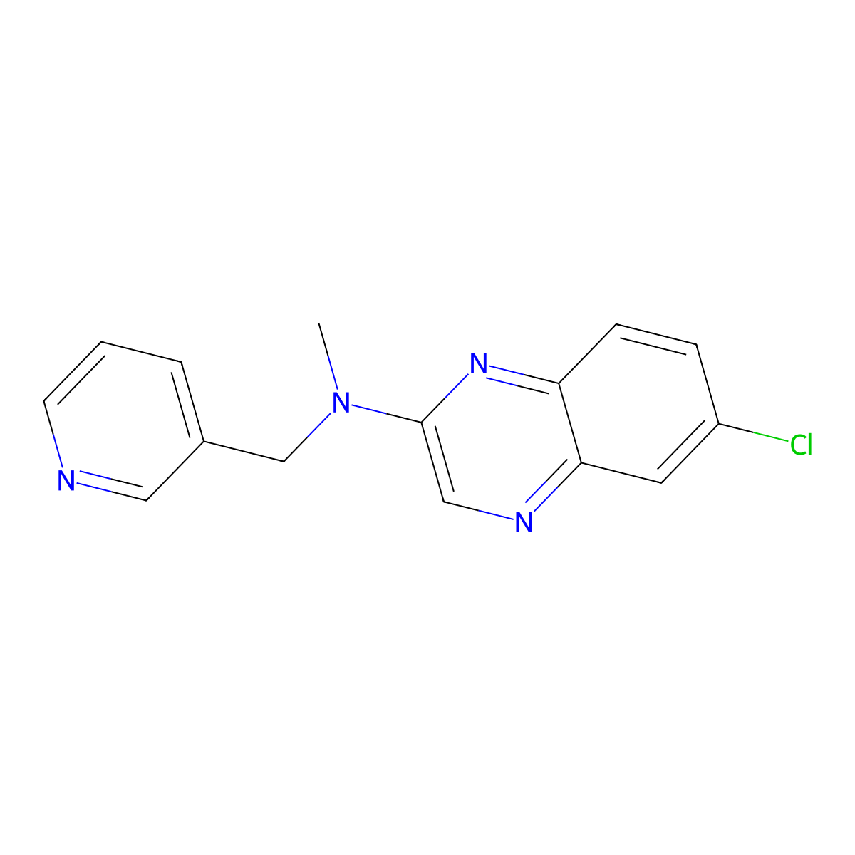 6-chloro-N-methyl-N-[(pyridin-3-yl)methyl]quinoxalin-2-amine molecular structure, CAS 3054549-13-9