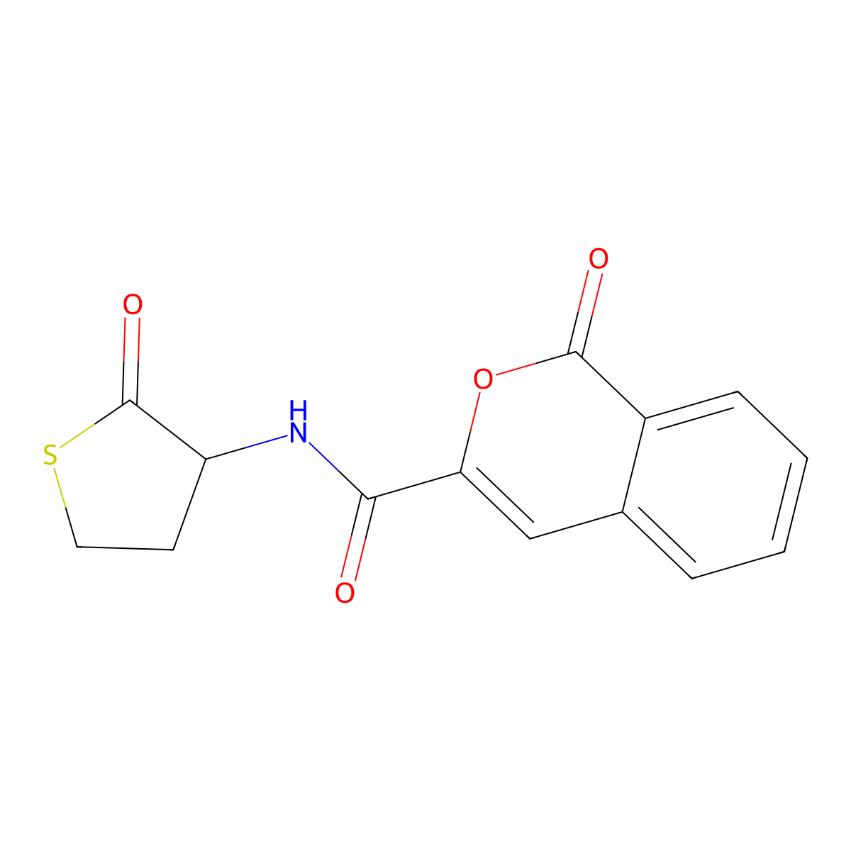 1-oxo-N-(2-oxothiolan-3-yl)-1H-isochromene-3-carboxamide molecular structure, CAS 3054549-15-1