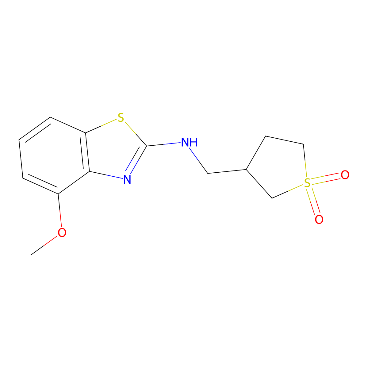 3-{[(4-Methoxy-1,3-benzothiazol-2-yl)amino]methyl}-1lambda-thiolane-1,1-dione molecular structure, CAS 3054549-16-2