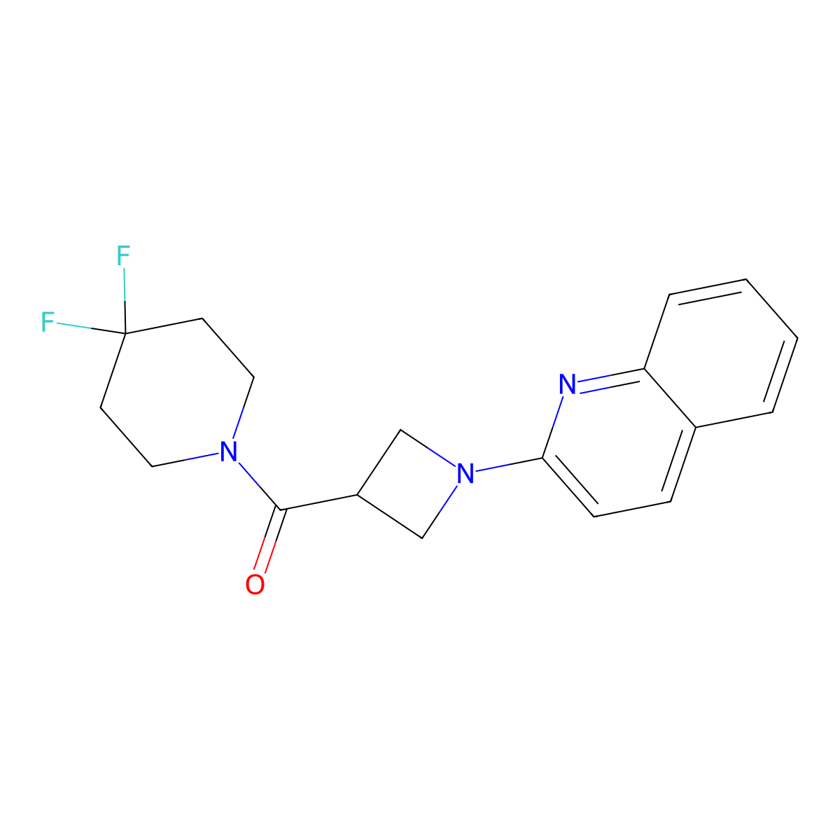 2-[3-(4,4-Difluoropiperidine-1-carbonyl)azetidin-1-yl]quinoline molecular structure, CAS 3054549-23-1
