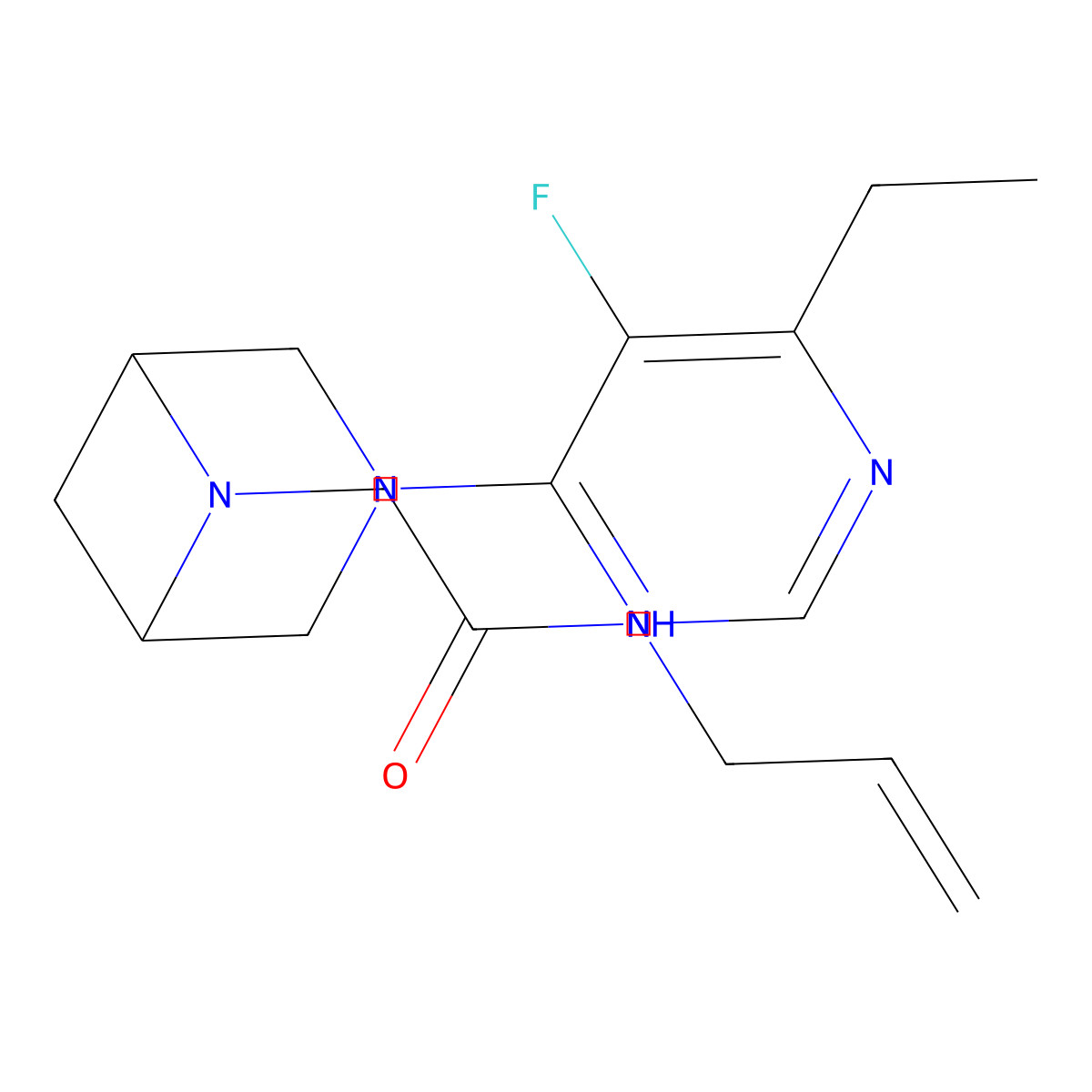 2-[3-(6-ethyl-5-fluoropyrimidin-4-yl)-3,6-diazabicyclo[3.1.1]heptan-6-yl]-N-(prop-2-en-1-yl)acetamide molecular structure, CAS 3054549-26-4